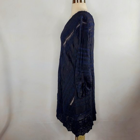 JOHNNY WAS Black Embroidered Tunic L EUC - Picture 2 of 8